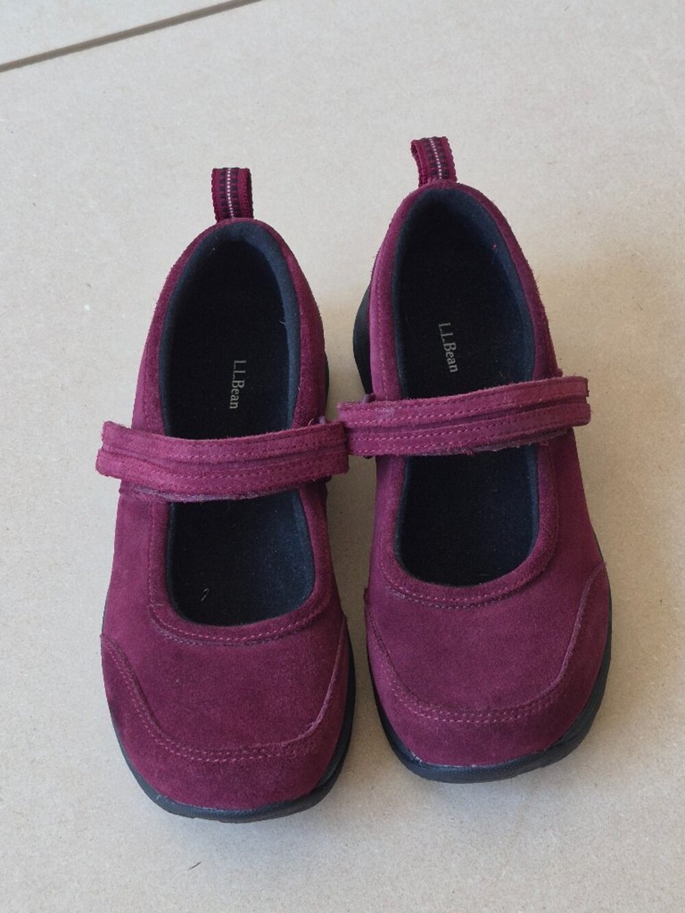 L.L.Bean Women’s 8 Wide Burgundy Suede Mary Jane Walking Shoes Comfort
